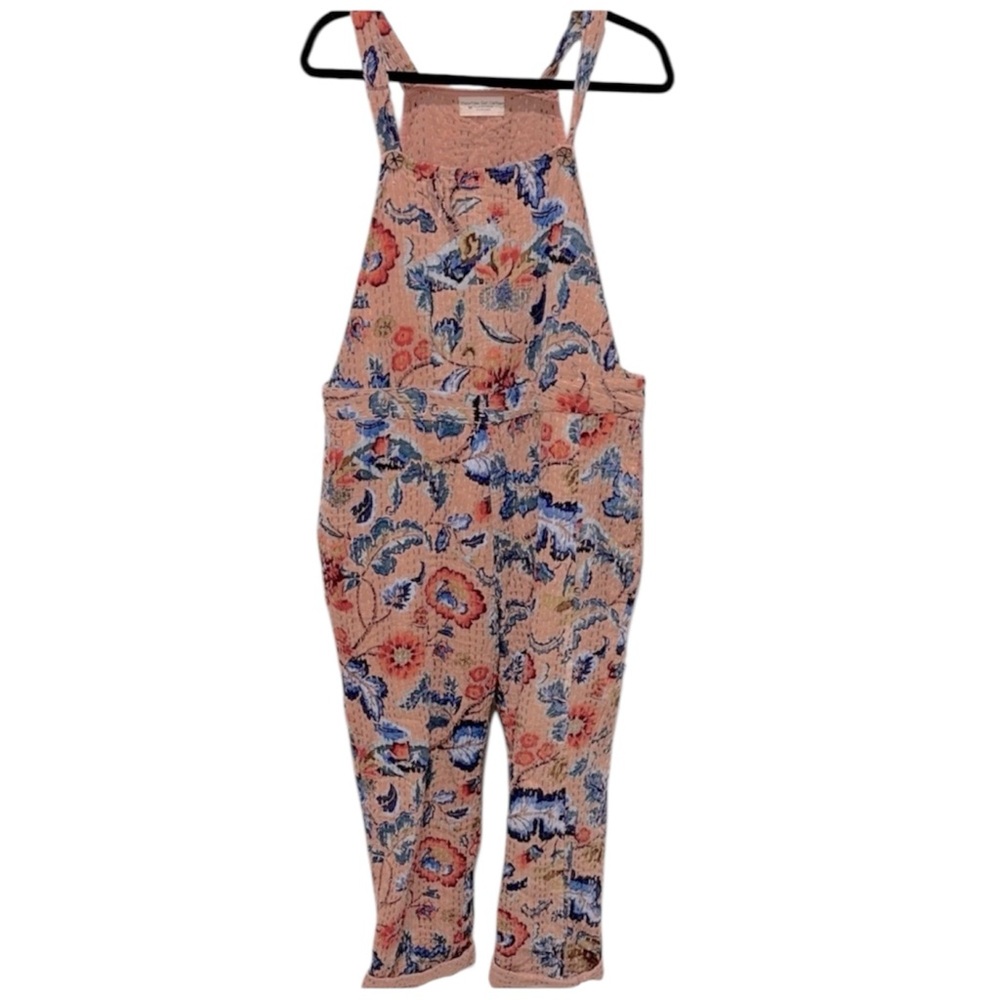 Mountain Girl Clothing Floral Overalls Jumpsuit with Blue and Red Accents